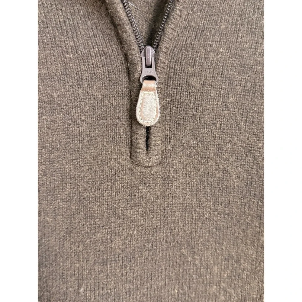 Jos A Bank Mens XL Brown Lambswool Blend Quarter Zip Mock Neck Sweater Pullover‎